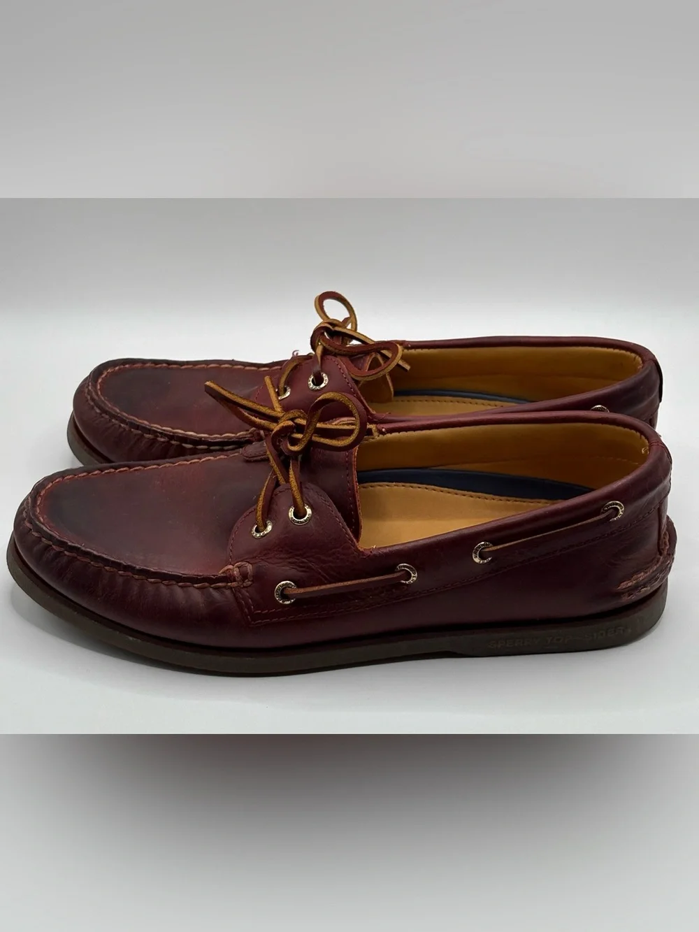 Sperry Gold Cup Leather Boat Shoes Men's Size 10.5M Burgundy Brown Hand-Sewn